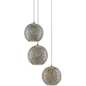 Currey and Company Giro 3 Light 8" Wide Multi Light Pendant Painted Silver / Nickel / Blue