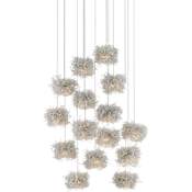 Currey and Company Birds Nest 15 Light 25" Wide Abstract Multi Light Pendant Painted Silver / Clear