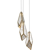 Currey and Company Glace 3 Light 10" Wide Multi Light Pendant Painted Silver / Antique Brass