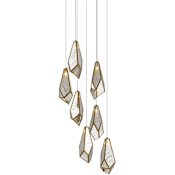 Currey and Company Glace 7 Light 13" Wide Multi Light Pendant Painted Silver / Antique Brass