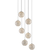 Currey and Company Finhorn 7 Light 13" Wide Multi Light Pendant Painted Silver / Pearl