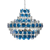 Currey and Company Galahad 12 Light 43" Wide LED Empire Chandelier Blue / Clear / Contemporary Silver Leaf / Silver