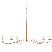 Currey and Company Saxon 6 Light 63" Wide Wrought Iron Chandelier Painted Rattan / Natural Rattan
