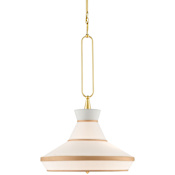 Currey and Company Perth 2 Light 22" Wide Pendant with Fabric Shade Gold Leaf / White