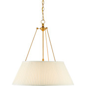 Currey and Company Lytham 24" Wide LED Pendant with Fabric Shade Antique Gold Leaf / White