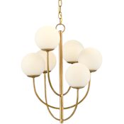 Currey and Company Sunnylands 6 Light 17" Wide Wrought Iron Chandelier with Glass Shades Brass
