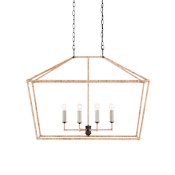Currey and Company Denison 6 Light 40" Wide LED Multi Light Pendant Natural / Mole Black