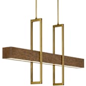 Currey and Company Tonbridge 3 Light 50" Wide LED Wrought Iron Linear Chandelier Chestnut / Brass