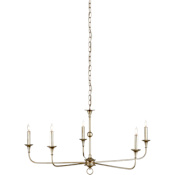 Currey and Company Nottaway 5 Light 36" Wide Pillar Candle Style Chandelier Champagne