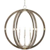 Currey and Company Bastian 6 Light 31" Wide Candle Style Chandelier Contemporary Silver Leaf / Chateau Gray