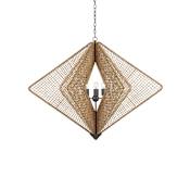 Currey and Company 3 Light 47" Wide LED Abstract Chandelier Natural / Hiroshi Gray