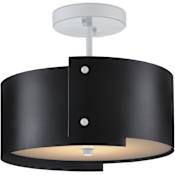 Currey and Company Ritsu 14" Wide LED Semi-flush Drum Ceiling Fixture Blacksmith / Sugar White