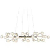 Currey and Company 30 Light 40" Wide Ring Chandelier Contemporary Silver Leaf / Frosted