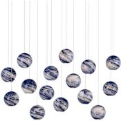 Currey and Company Palatino 15 Light 48" Wide Linear Pendant Blue Marbled / Silver