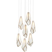Currey and Company Glace 7 Light 15" Wide Multi Light Pendant White / Antique Brass / Silver