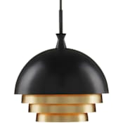 Currey and Company Salviati 3 Light 18" Wide Pendant Black / Gold Leaf