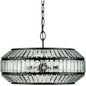 Currey and Company Centurion 6 Light 29" Wide Ring Chandelier Clear / Satin Black