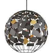 Currey and Company 24" Wide Globe Chandelier Hiroshi Gray / Contemporary Gold Leaf