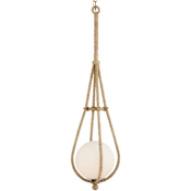 Currey and Company Passageway 8" Wide Mini Pendant Natural / Dorado Gold / Frosted White