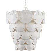 Currey and Company Tulum 5 Light 20" Wide Waterfall Chandelier Sugar White / White