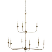 Currey and Company Nottaway 9 Light 44" Wide Wrought Iron Candle Style Chandelier Pyrite Bronze