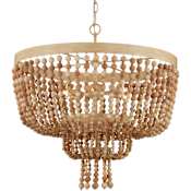 Currey and Company Sabia 6 Light 28" Wide Beaded Waterfall Chandelier Natural / Coco Cream