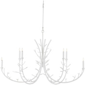 Currey and Company Twiggy 6 Light 48" Wide Wrought Iron Candle Style Chandelier Gesso White