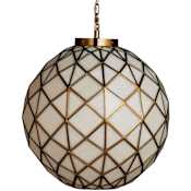 Currey and Company Polyhedron 21" Wide Pendant White / Antique Brass