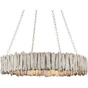 Currey and Company Driftwood 8 Light 39" Wide Ring Chandelier Whitewash