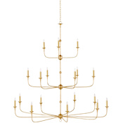 Currey and Company Nottaway 18 Light 60" Wide Taper Candle Style Chandelier Contemporary Gold Leaf / Contemporary Gold
