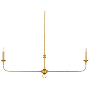 Currey and Company Nottaway 2 Light 40" Wide Taper Candle Style Chandelier Contemporary Gold Leaf