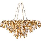 Currey and Company Lucullan 14 Light 44" Wide Chandelier Contemporary Gold Leaf / Natural
