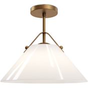 Currey and Company Bronwen 19" Wide Semi-Flush Ceiling Fixture Opaque White / Antique Brass
