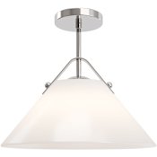 Currey and Company Bronwen 19" Wide Semi-Flush Ceiling Fixture Opaque White / Polished Nickel