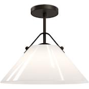 Currey and Company Bronwen 19" Wide Semi-Flush Ceiling Fixture Opaque White / Oil Rubbed Bronze