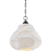 Currey and Company Wintershall 15" Wide Pendant White / Antique Brushed Nickel