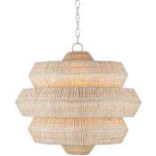 Currey and Company Antibes 3 Light 23" Wide Chandelier Bleached Natural / Snow White