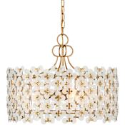 Currey and Company Spring Flower 4 Light 20" Wide Drum Chandelier Frosted / Brass