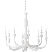 Currey and Company Ludwig 8 Light 34" Wide Taper Candle Style Chandelier Gesso White