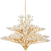 Currey and Company Fiorella 12 Light 34" Wide Abstract Chandelier Contemporary Gold Leaf / Frosted