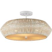 Currey and Company Antibes 3 Light 25" Wide Semi-Flush Drum Ceiling Fixture Bleached Natural / Snow White / White