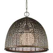 Currey and Company Eduardo 19" Wide Pendant Natural Iron / Brass