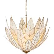 Currey and Company Lamina 3 Light 35" Wide Abstract Chandelier Antique Brass / Off-White