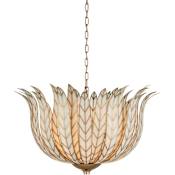 Currey and Company Lamina 3 Light 29" Wide Abstract Chandelier Antique Brass / Off-White
