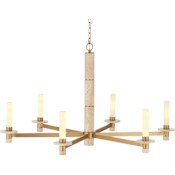 Currey and Company Marcelo 6 Light 45" Wide Pillar Candle Chandelier Natural / Antique Brass / White