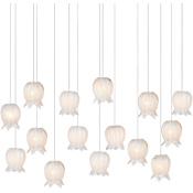 Currey and Company Polpo 15 Light 48" Wide Linear Pendant White / Silver