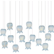 Currey and Company Polpo 15 Light 48" Wide Linear Pendant Blue / Silver