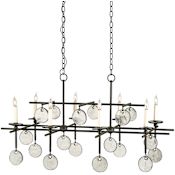 Currey and Company Sethos 42" 8 Light Wrought Iron Sethos Rectangular Chandelier with Customizable Shades Old Iron