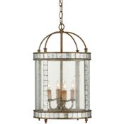 Currey and Company Corsica 4 Light 13" Wide Lantern Chandelier Harlow Silver Leaf