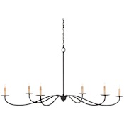 Currey and Company Saxon 63" Wide 6 Light Wrought Iron Chandelier Zanzibar Black